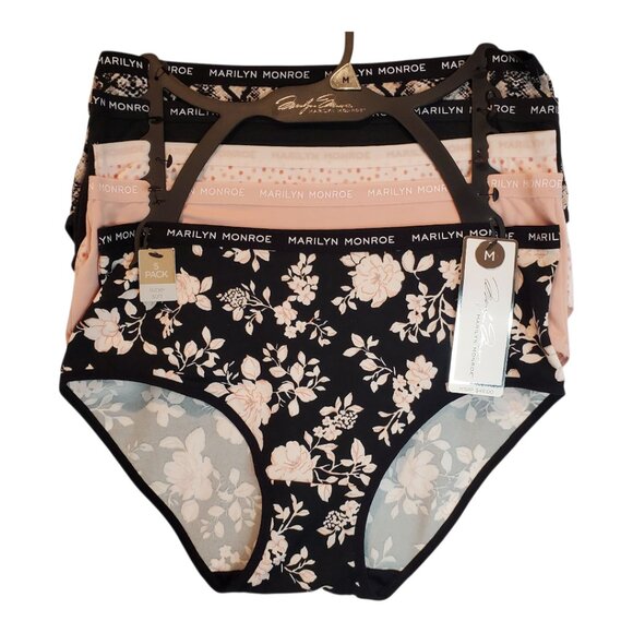 NWT MARILYN MONROE SZ M 5-Pack Super Soft Panties Briefs Pink Black Patterns - Picture 1 of 9